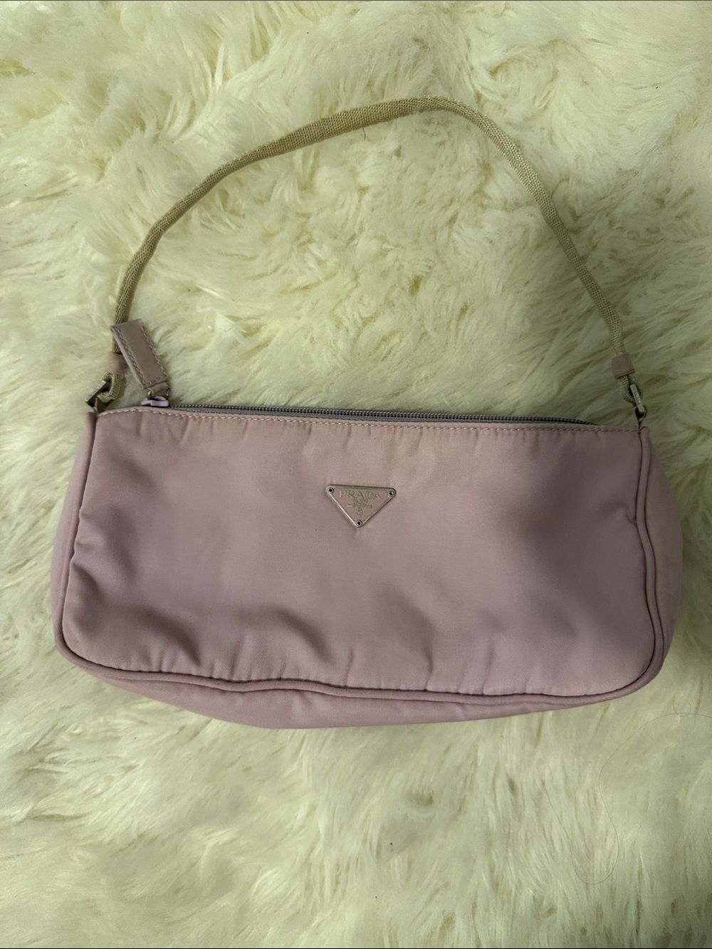 Prada Lilac Nylon Shoulder Baguette Bag
